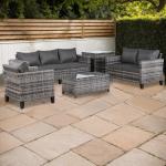 Milan Range Sectional Sofa Sets in Grey Rattan and Grey Cushions