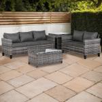 Milan Range Sectional Sofa Sets in Grey Rattan and Grey Cushions