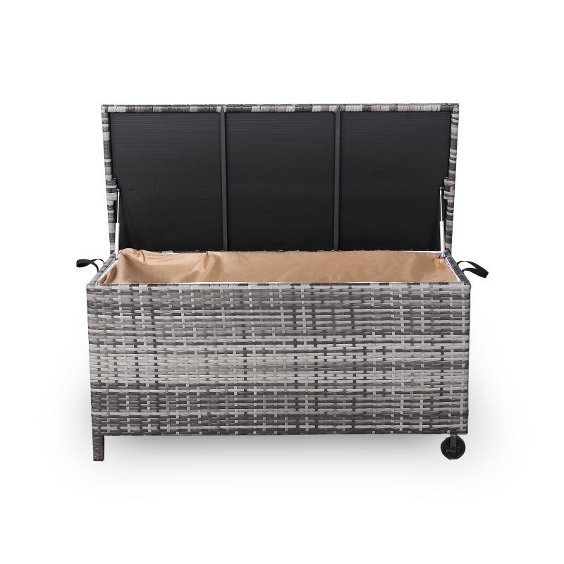 Milan Range Large Storage Box  in Grey / Brown Rattan Weave