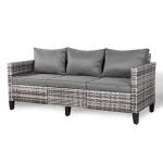 Milan Range 3-Seater Sofa in Grey Rattan and Grey Cushions