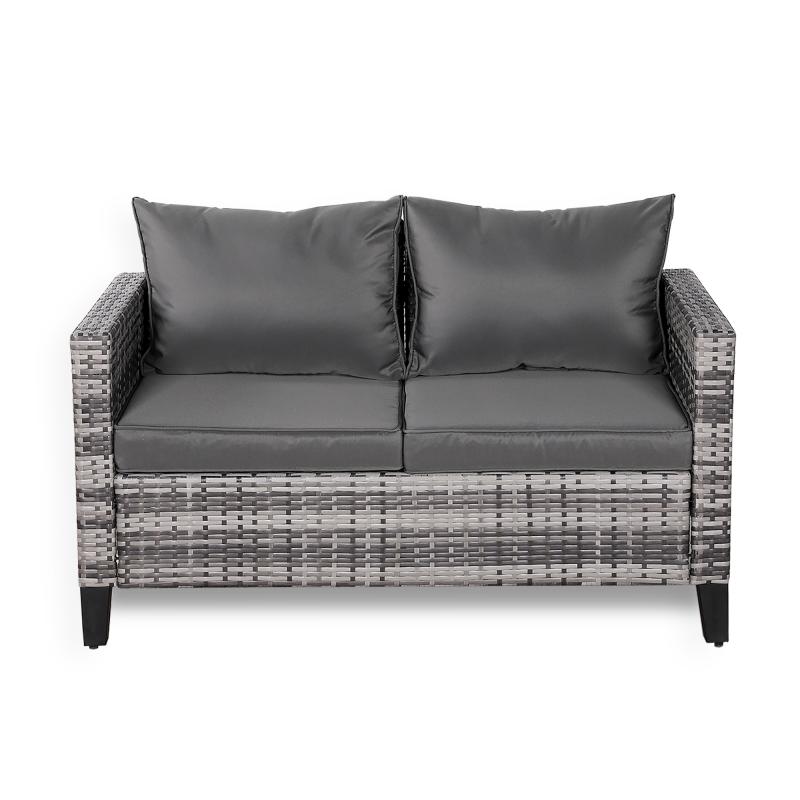 Milan Range 2-Seater Sofa in Grey Rattan and Grey Cushions