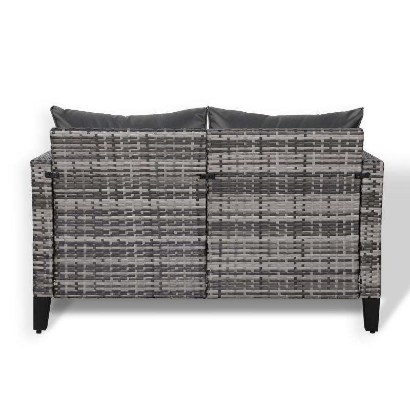 Milan Range 2-Seater Sofa in Grey Rattan and Grey Cushions