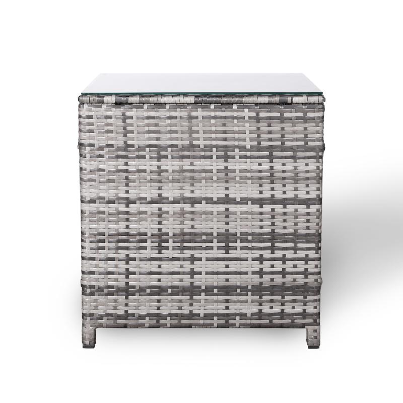 Milan Range Square High Side Table in Grey Rattan Weave