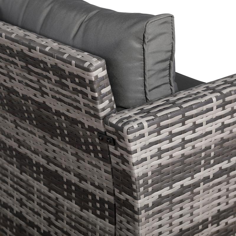 Milan Range Single Arm Chair in Grey Rattan and Grey Cushions
