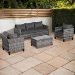 Milan Range Sectional Sofa Sets in Grey Rattan and Grey Cushions