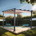 Eden 3 X 4M Aluminium Pergola With Retractable Beige Roof, Large Garden Pergola for BBQ, Outdoor and patio, in Charcoal
