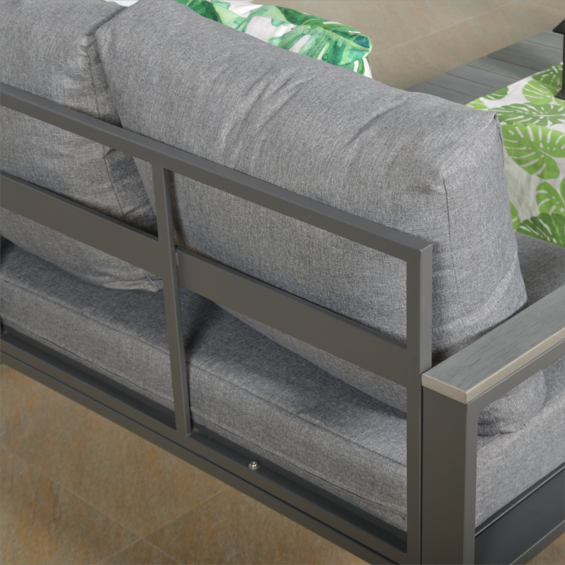 CK-02 Vancouver Range LHF Corner Set Charcoal Aluminium Frame With Grey Cushions