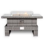 Bail Gas Firepit Rising Table with Glass Wind Guard & Lava Rocks, 55,000 BTU