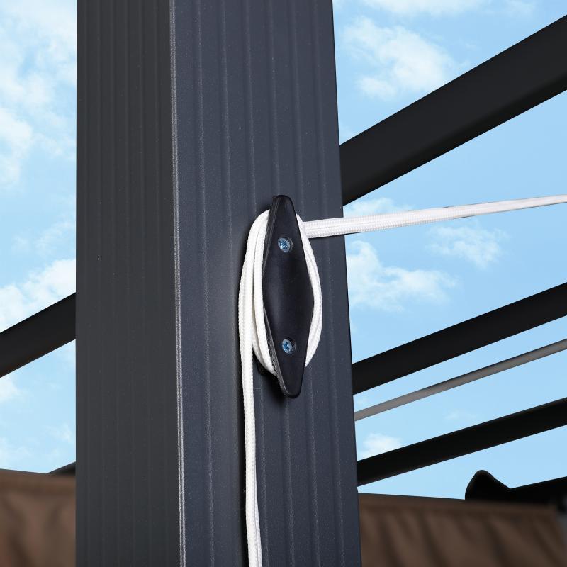 Eden 3 X 3M Aluminium Pergola With Retractable Beige Roof, Large Garden Pergola for BBQ, Outdoor and patio, in Charcoal