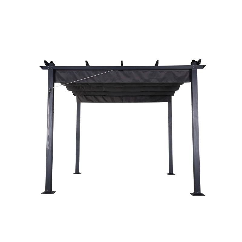 Eden 3 X 4M Aluminium Pergola With Retractable Grey Roof, Large Garden Pergola for BBQ, Outdoor and patio, in Charcoal