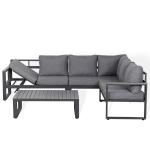 CK-03 Vancouver Range RHF Corner Set Charcoal Aluminium Frame With Grey Cushions