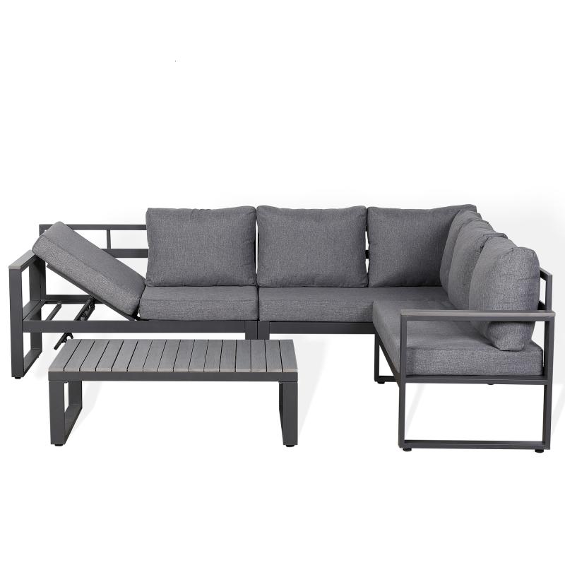 CK-03 Vancouver Range RHF Corner Set Charcoal Aluminium Frame With Grey Cushions