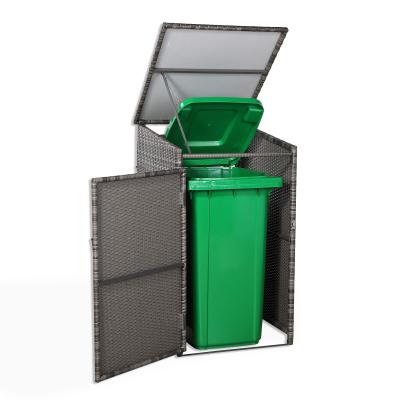 Maldives wheelie bin shed / store in Grey Rattan Weave (WBS-1G)