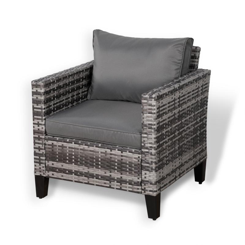 Milan Range Single Arm Chair in Grey Rattan and Grey Cushions